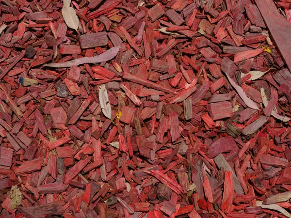 Close view of red landscape mulch